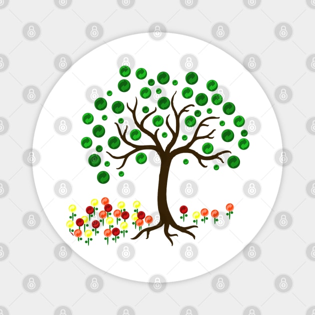 Recycle Tree and Flowers Magnet by HolidayBug